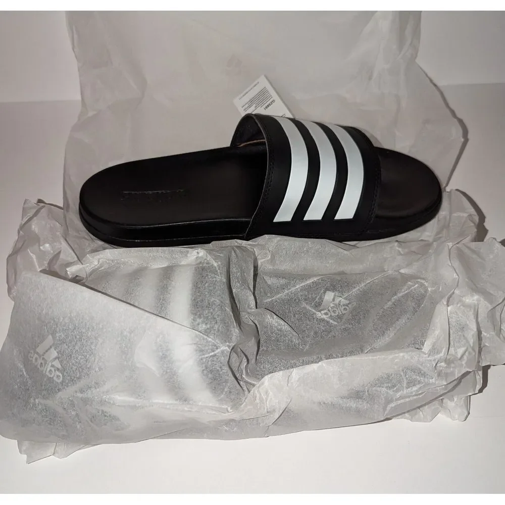 Adidas Adult Unisex Adilette Comfort Slide Black / White GZ5891 New In Box‎